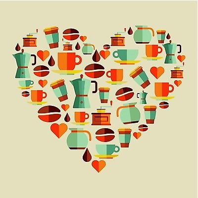 EPS 해외이미지 무료이미지 디자인 커피 일러스트 사람없음 초록색 주황색 카페 머그컵 원두 하트 커피잔 그라인더 테이크아웃컵 모카포트 해외202004 해외일러스트 모양 음료 컬러 주전자 잔 컵 상점 커피용품 파일형식 벡터 무료콘텐츠