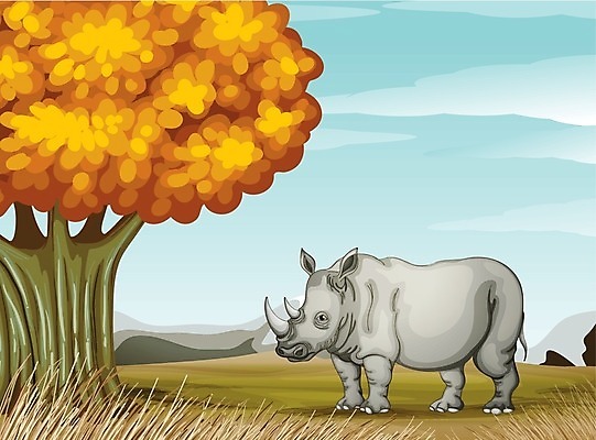 EPS 해외이미지 주간 나무 식물 동물 잎 오렌지 일러스트 자연 하늘 생물 뿔 풍경 야외 그래픽 파란색 노란색 회색 나뭇가지 잡초 황무지 보호 숲 큼 그늘 만화 땅 그림 날카로움 코뿔소 자원 리빙 내추럴 땅바닥 해외202004 해외일러스트 자연요소 컬러 컨셉 과일 포유류 바닥 크기 생태계 파일형식 벡터