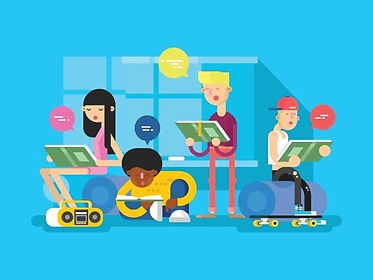 EPS 해외이미지 캐릭터 학생 라이프스타일 디자인 영어 여자 교육 남자 백그라운드 컨셉 일러스트 교실 학교 수업 함께함 실내 말하기 사람 성인 두명 학습 스터디 컬러풀 그룹 플랫 강의 교과서 대학교 사전 설명서 성인만 해외202004 해외일러스트 일러캐릭터 문자 컬러 모션 교재 내부 생활 책 파일형식 벡터