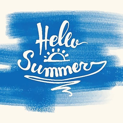 EPS 해외이미지 무료이미지 포스터 백그라운드 일러스트 캘리그라피 수채화 타이포그라피 사람없음 여름 파란색 태양 레터링 해외202004 해외일러스트 자연요소 문자 계절 컬러 파일형식 벡터 무료콘텐츠