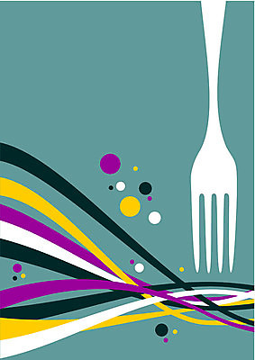 EPS 해외이미지 포크 일러스트 사람없음 원형 웨이브 민트색 해외202004 해외일러스트 도형 식기 컬러 파일형식 벡터