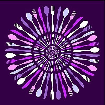 EPS 해외이미지 포크 일러스트 사람없음 숟가락 보라색 나이프 만다라 해외202004 해외일러스트 식기 컬러 수저 칼 파일형식 벡터