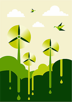 EPS 해외이미지 구름 무료이미지 일러스트 조류 사람없음 초록색 환경 그린에너지 풍력에너지 에코 친환경 해외202004 해외일러스트 자연요소 동물 컬러 에너지 파일형식 벡터