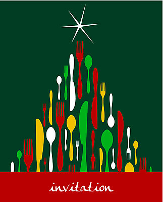 EPS 해외이미지 별 포크 일러스트 사람없음 초록색 크리스마스트리 숟가락 나이프 해외202004 해외일러스트 자연요소 식기 컬러 크리스마스 수저 칼 파일형식 벡터