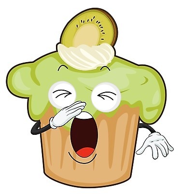EPS 해외이미지 클립아트 일러스트 키위 사람없음 컵케이크 음식캐릭터 하품 맛있는 해외202004 해외일러스트 일러캐릭터 캐릭터 음식 과일 케이크 생리현상 파일형식 벡터