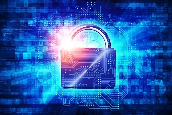 JPG 해외이미지 백그라운드 일러스트 자물쇠 사람없음 파란색 빛 반짝임 디지털 보호 사이버 보안 개인정보 홀로그램 해외202004 해외일러스트 컬러 컨셉 모션 안전 정보 파일형식