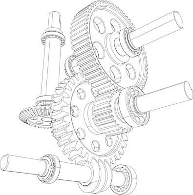 EPS 해외이미지 디자인 선 일러스트 바퀴 구멍 계획 스케치 톱니바퀴 그림 기어 공학 베어링 와이어프레임 해외202004 해외일러스트 교육 컨셉 미술 파일형식 벡터