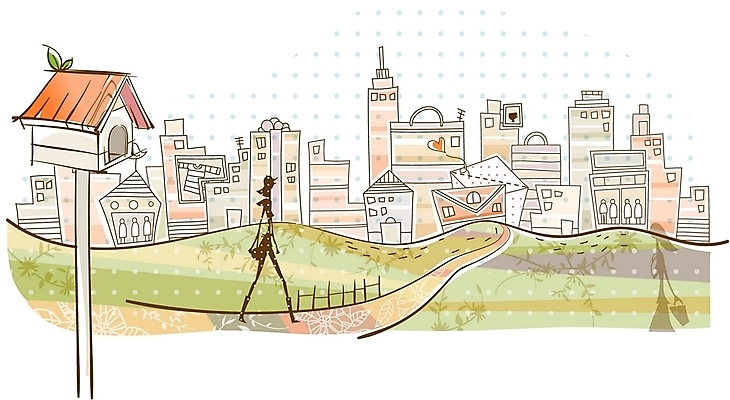 EPS 여자 실루엣 백그라운드 일러스트 그림자 한명 사람 20대 성인 사람없음 야외 건물 쇼핑 마을 우체통 도시 쇼핑몰 언덕 성인여자한명만 국내일러스트 1 건축물 촬영기법 청년 여자한명만 성인여자만 파일형식 벡터