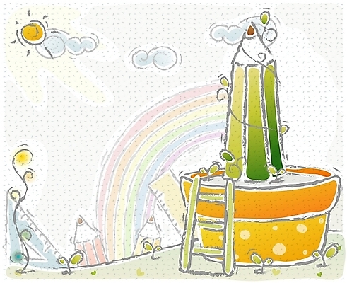 EPS 주간 구름 교육 꽃 화분 백그라운드 무지개 일러스트 사다리 상상 문구용품 자 풍경 사람없음 야외 태양 필기구 연필 봄 삼각자 봄배경 국내일러스트 자연요소 식물 계절 학용품 도구 오브젝트 파일형식 벡터