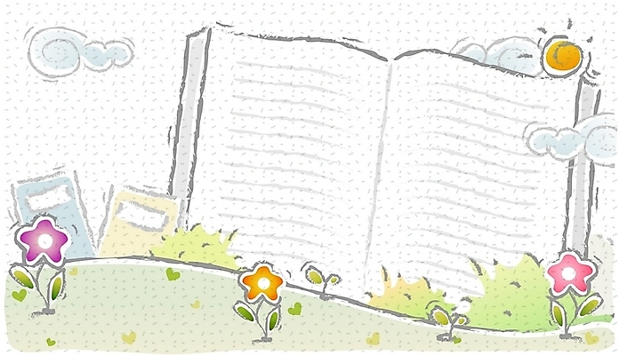 EPS 주간 구름 교육 꽃 백그라운드 일러스트 상상 문구용품 풍경 사람없음 야외 간행물 책 태양 봄 국내일러스트 자연요소 식물 계절 오브젝트 파일형식 벡터