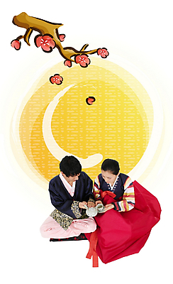 PSD 모델 편집이미지 부부 커플 여자 명절 남자 꽃 새해 한국 사람 이벤트 야외 두명 하이앵글 설날 장미 추석 나뭇가지 전통차 디지털합성 합성 이미지편집 나무 식물 전통 기념일 아시아 뷰포인트 관계 차_음료 파일형식