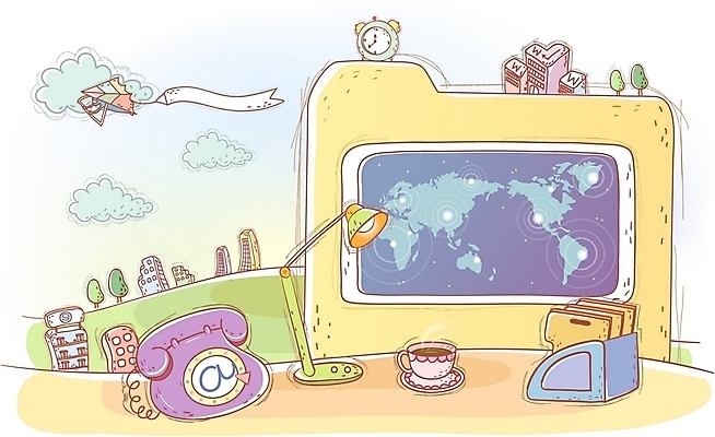 EPS 주간 커피 시계 백그라운드 세계지도 지도 일러스트 비즈니스 상상 사람없음 야외 컵 사무실 사무용품 자명종 스탠드 도시 전화기 파일 국내일러스트 자연요소 식기 음료 문구용품 조명 세계 알람 파일형식 벡터