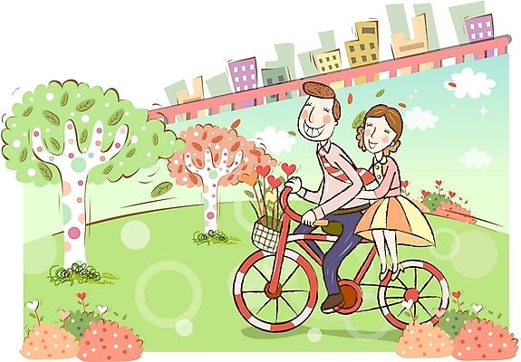 EPS 주간 나무 부부 커플 공원 공공시설 여자 남자 행복 일러스트 가정 남편 사랑 사람 야외 두명 건물 자전거 화목 봄 아내 즐거움 동행 하트꽃 국내일러스트 자연요소 식물 건축물 계절 꽃 감정 컨셉 관계 바이크 시설 파일형식 벡터