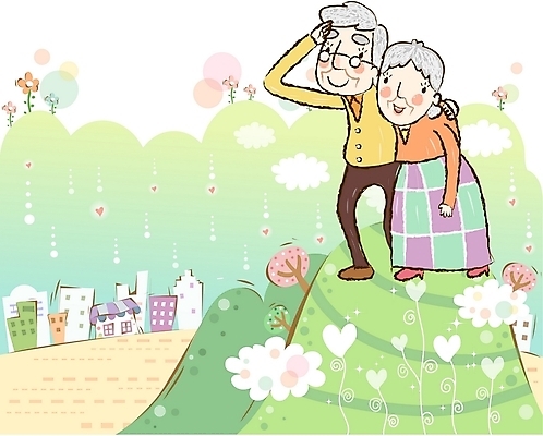 EPS 주간 부부 커플 여자 노년 남자 행복 밭 일러스트 가정 남편 산 사랑 사람 야외 두명 건물 노부부 화목 봄 산책 등산 아내 실버 즐거움 동행 하트꽃 노인만 성인만 국내일러스트 자연요소 건축물 계절 꽃 감정 컨셉 농업 관계 휴식 성인 트래킹 파일형식 벡터