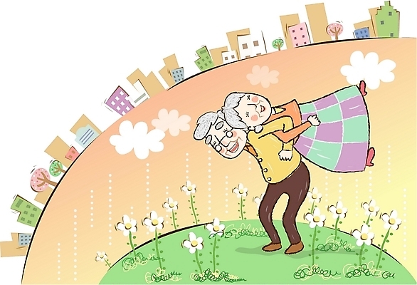 EPS 주간 구름 부부 커플 공원 공공시설 여자 노년 남자 꽃 행복 꽃밭 일러스트 가정 남편 사랑 사람 야외 두명 건물 노부부 화목 봄 아내 실버 즐거움 동행 노인만 성인만 국내일러스트 자연요소 식물 건축물 계절 감정 컨셉 관계 성인 시설 파일형식 벡터