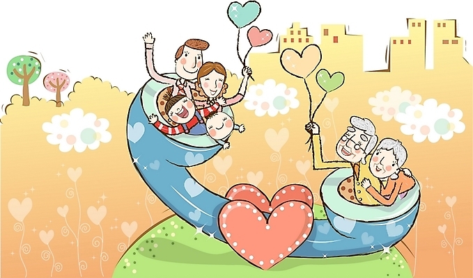 EPS 주간 나무 구름 여자 노년 남자 행복 어린이 일러스트 가정 가족 사랑 사람 여러명 야외 건물 화목 봄 하트 아기 전화기 즐거움 하트풍선 국내일러스트 자연요소 모양 식물 건축물 계절 감정 다수 컨셉 관계 성인 풍선 파일형식 벡터