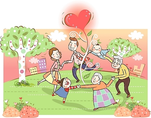 EPS 공원 공공시설 여자 노년 남자 행복 어린이 일러스트 가정 가족 대가족 사랑 사람 소년 여러명 야외 화목 봄 아기 즐거움 하트꽃 국내일러스트 계절 꽃 감정 다수 컨셉 관계 성인 시설 파일형식 벡터