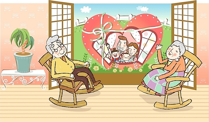 EPS 여자 할아버지 노년 남자 행복 할머니 어린이 일러스트 가정 가족 엄마 대가족 주택 실내 사랑 사람 소년 여러명 화목 봄 자녀 아기 아빠 즐거움 흔들의자 국내일러스트 계절 감정 다수 컨셉 의자 관계 성인 내부 건물 파일형식 벡터