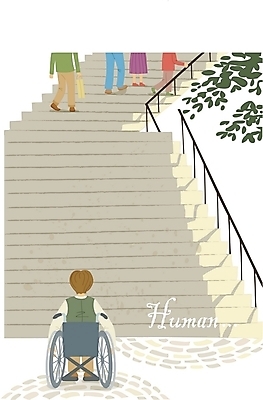 EPS 남자 일러스트 한명 사람 20대 성인 야외 계단 장애인 사회이슈 외면 사회복지 휠체어 장애인의날 남자만 남자한명만 성인남자만 청년만 청년남자만 청년남자한명만 성인한명만 성인남자한명만 성인만 국내일러스트 1 컨셉 청년 복지 장애 파일형식 벡터 법정기념일