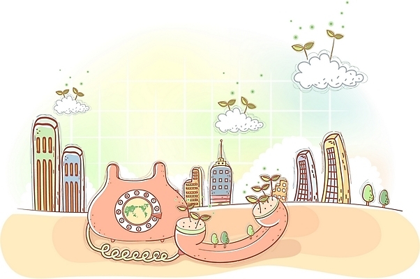 EPS 주간 나무 구름 백그라운드 일러스트 비즈니스 상상 빌딩 사람없음 야외 건물 전자제품 새싹 사무용품 통신기기 전화기 수화기 국내일러스트 자연요소 식물 건축물 통신 문구용품 기계 파일형식 벡터