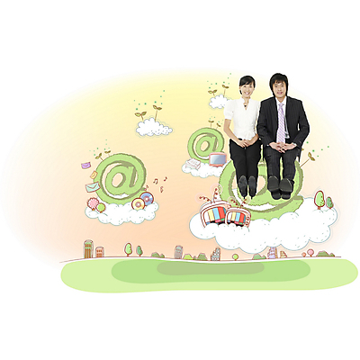 PSD 나무 구름 편집이미지 커플 여자 남자 인터넷 비즈니스 상상 정보통신 사람 빌딩 초원 두명 건물 전자제품 새싹 텔레비전 웹 직장인 비즈니스맨 비즈니스우먼 동료 디지털합성 이미지편집 자연요소 식물 직업 건축물 통신 관계 정보 파일형식