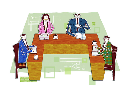 PSD 여자 남자 일러스트 비즈니스 상상 사람 여러명 사무실 모임 비즈니스맨 비즈니스우먼 커피잔 책상 동료 회의실 문서 콜라주 국내일러스트 커피 가구 다수 관계 잔 직장인 파일형식