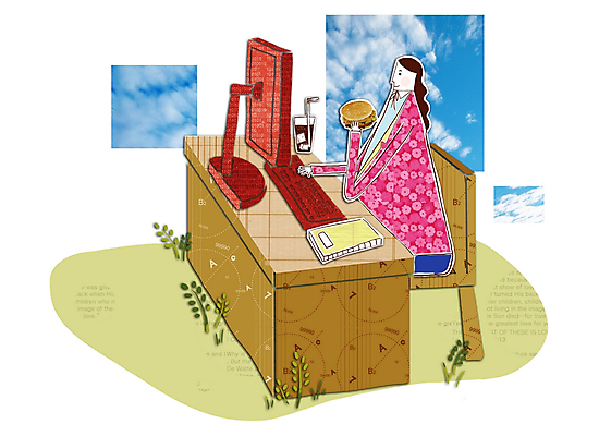 PSD 학생 여자 일러스트 비즈니스 상상 한명 사람 20대 성인 책 사무실 모니터 햄버거 키보드 비즈니스우먼 책상 콜라 콜라주 점심 여자만 여자한명만 성인여자만 청년만 청년여자만 성인한명만 청년여자한명만 성인여자한명만 성인만 국내일러스트 1 가구 패스트푸드 청년 컴퓨터 직장인 탄산음료 파일형식