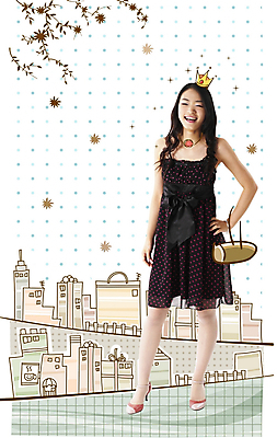 전신 PSD 편집이미지 문양 원피스 여자 백그라운드 가방 목걸이 왕관 한명 사람 20대 성인 건물 쇼핑 디지털합성 여자만 여자한명만 성인여자만 청년만 청년여자만 성인한명만 청년여자한명만 성인여자한명만 성인만 이미지편집 1 건축물 잡화 옷 장신구 청년 파일형식