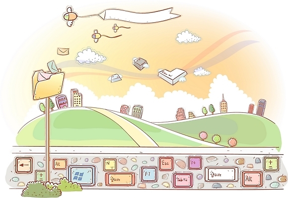 EPS 주간 구름 벽 백그라운드 인터넷 날개 일러스트 비즈니스 상상 편지봉투 빌딩 사람없음 야외 건물 컴퓨터 사무용품 키보드 도시 마우스 파일 폴더 국내일러스트 자연요소 건축물 문구용품 봉투 전자제품 컴퓨터용품 편지 파일형식 벡터