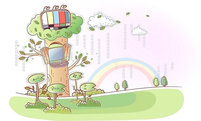 EPS 주간 나무 식물 구름 백그라운드 무지개 잎 일러스트 비즈니스 상상 나뭇잎 정보통신 여러그루 사람없음 야외 컴퓨터 텔레비전 키보드 전광판 국내일러스트 자연요소 다수 통신 전자제품 정보 파일형식 벡터