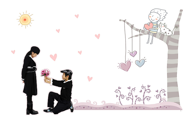 주간 전신 PSD 나무 편집이미지 여자 남자 어린이 꽃다발 프로포즈 사람 소녀 소년 야외 두명 10대 친구 태양 고양이 하트 디지털합성 합성 반려 십대만 이미지편집 자연요소 모양 식물 꽃 포유류 관계 청소년 반려동물 파일형식