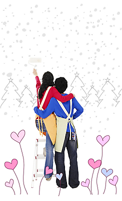 전신 PSD 나무 편집이미지 부부 커플 여자 남자 겨울 사다리 서기 사람 20대 야외 두명 뒷모습 30대 크리스마스트리 앞치마 하트 눈 디지털합성 커플티 합성 성인만 이미지편집 자연요소 모양 식물 계절 뷰포인트 크리스마스 관계 모션 날씨 청년 장년 도구 커플룩 파일형식