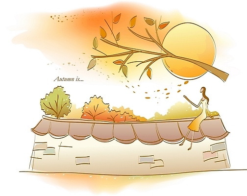 EPS 나무 사계절 계절 여자 여유 벽 여행 단풍 낙엽 잎 일러스트 자연 나뭇잎 돌담 기와 한명 사람 풍경 20대 성인 야외 담장 보름달 가을 나뭇가지 여자만 여자한명만 성인여자만 청년만 청년여자만 성인한명만 청년여자한명만 성인여자한명만 성인만 국내일러스트 식물 1 감정 청년 달 돌_바위 생태계 파일형식 벡터