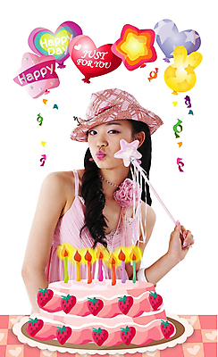 PSD 편집이미지 여자 사람 이벤트 상반신 파티 케이크 축하 디지털합성 합성 여자만 이미지편집 컨셉 디저트 파일형식