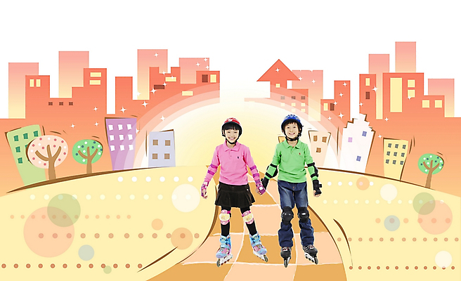 전신 PSD 나무 편집이미지 공원 여자 남자 길 초등학생 어린이 가족 레저 남매 서기 사람 소녀 소년 취미 야외 두명 건물 10대 레포츠 친구 마을 롤러블레이드 디지털합성 합성 십대만 이미지편집 식물 학생 건축물 공공시설 관계 모션 청소년 파일형식