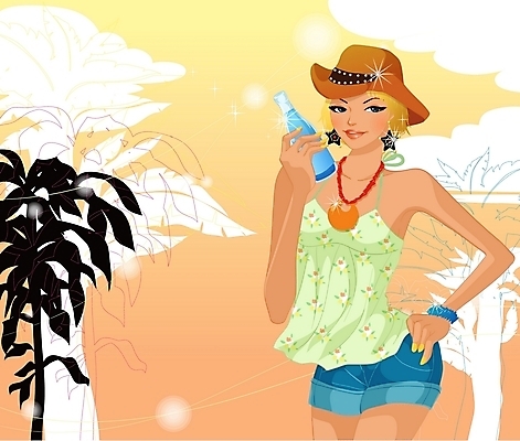 EPS 모자 웰빙 계절 여자 여유 음료 여행 일러스트 장신구 휴가 한명 사람 20대 성인 야외 여름 관광지 여름휴가 바캉스 카우보이모자 여자만 여자한명만 성인여자만 청년만 청년여자만 성인한명만 청년여자한명만 성인여자한명만 성인만 국내일러스트 모자_잡화 1 잡화 감정 청년 파일형식 벡터 여름_계절