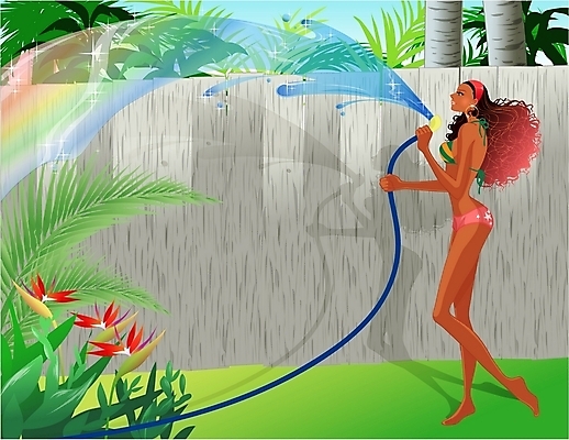 EPS 주간 웰빙 계절 여자 수영복 꽃 여유 여행 무지개 일러스트 휴가 한명 사람 20대 성인 야외 여름 관광지 여름휴가 바캉스 호스 정원가꾸기 여자만 여자한명만 성인여자만 청년만 청년여자만 성인한명만 청년여자한명만 성인여자한명만 성인만 국내일러스트 자연요소 식물 1 옷 감정 청년 원예 파일형식 벡터 여름_계절