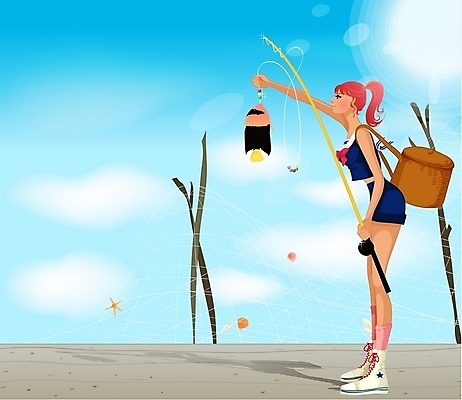 EPS 주간 구름 웰빙 계절 여자 여행 일러스트 하늘 레저 낚시 휴가 한명 사람 20대 성인 취미 야외 여름 관광지 여름휴가 바캉스 장비 낚싯대 열대어 여자만 여자한명만 성인여자만 청년만 청년여자만 성인한명만 청년여자한명만 성인여자한명만 성인만 국내일러스트 자연요소 1 어류 청년 낚시용품 파일형식 벡터 여름_계절