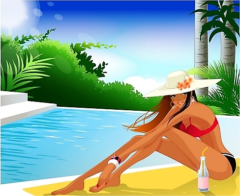 EPS 주간 모자 웰빙 계절 여자 수영복 음료 여행 일러스트 휴가 수영장 한명 사람 20대 성인 야외 여름 관광지 여름휴가 바캉스 비키니 매트 선탠 여자만 여자한명만 성인여자만 청년만 청년여자만 성인한명만 청년여자한명만 성인여자한명만 성인만 국내일러스트 자연요소 1 잡화 옷 청년 파일형식 벡터 여름_계절