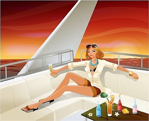 EPS 웰빙 계절 여자 음료 바다 여행 요트 일러스트 휴가 한명 사람 20대 성인 야외 여름 관광지 여름휴가 바캉스 샴페인 크루즈 선상 선박 여자만 여자한명만 성인여자만 청년만 청년여자만 성인한명만 청년여자한명만 성인여자한명만 성인만 국내일러스트 1 수상교통 배_교통 주류 청년 파일형식 벡터 여름_계절