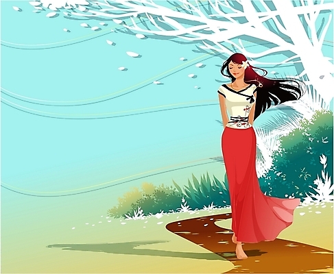 EPS 웰빙 계절 여자 여행 일러스트 휴가 휴식 한명 사람 20대 성인 야외 여름 관광지 여름휴가 바캉스 산책 명상 여자만 여자한명만 성인여자만 청년만 청년여자만 성인한명만 청년여자한명만 성인여자한명만 성인만 국내일러스트 1 컨셉 청년 파일형식 벡터 여름_계절