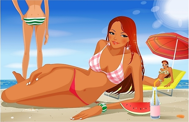 EPS 주간 구름 웰빙 계절 여자 수영복 음료 바다 여행 일러스트 하늘 휴가 휴식 수박 사람 20대 야외 세명 여름 관광지 여름휴가 바캉스 빛 비키니 선탠 대서 여자만 성인여자만 청년만 청년여자만 성인만 국내일러스트 자연요소 옷 컨셉 과일 청년 절기 파일형식 벡터 여름_계절