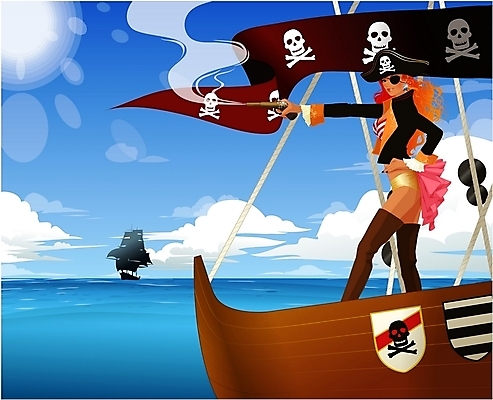 EPS 주간 구름 웰빙 계절 여자 바다 여행 일러스트 상상 하늘 휴가 한명 사람 20대 성인 야외 여름 관광지 여름휴가 바캉스 총 깃발 해적선 선장 선박 여자만 여자한명만 성인여자만 청년만 청년여자만 성인한명만 청년여자한명만 성인여자한명만 성인만 국내일러스트 자연요소 1 무기 수상교통 배_교통 청년 파일형식 벡터 여름_계절