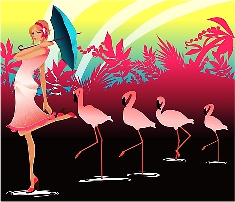 EPS 웰빙 계절 여자 여행 일러스트 휴가 한명 사람 20대 성인 여름 관광지 여름휴가 바캉스 플라밍고 양산 여자만 여자한명만 성인여자만 청년만 청년여자만 성인한명만 청년여자한명만 성인여자한명만 성인만 국내일러스트 1 조류 청년 파일형식 벡터 여름_계절