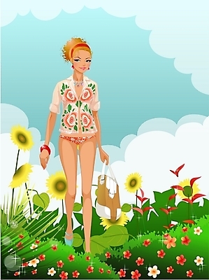 EPS 주간 구름 웰빙 계절 여자 꽃 여행 일러스트 하늘 휴가 한명 사람 20대 성인 야외 여름 관광지 여름휴가 바캉스 산책 양귀비 여자만 여자한명만 성인여자만 청년만 청년여자만 성인한명만 청년여자한명만 성인여자한명만 성인만 국내일러스트 자연요소 식물 1 휴식 청년 파일형식 벡터 여름_계절