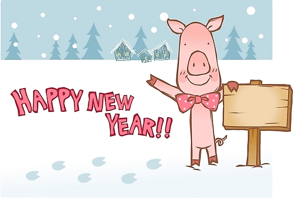 나무 동물 척추동물 한마리 육지동물 계절 명절 겨울 일러스트 포유류 나비넥타이 새해 주택 한국 야외 설날 팻말 십이지신 눈 돼지 발자국 복돼지 국내일러스트 자연요소 식물 1 전통 기념일 아시아 자국 넥타이 날씨 프레임 건물