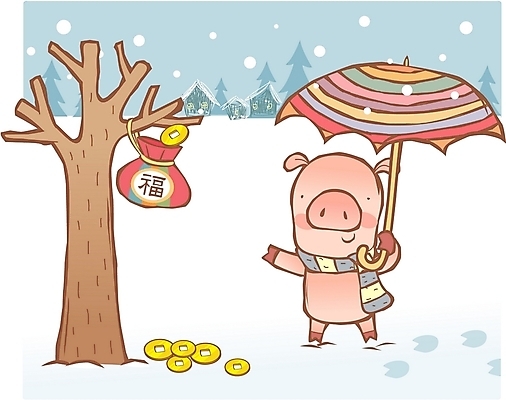 나무 동물 척추동물 한마리 육지동물 계절 명절 돈 겨울 일러스트 우산 포유류 새해 주택 복주머니 한국 야외 설날 목도리 십이지신 눈 돼지 금화 엽전 복돼지 국내일러스트 자연요소 식물 1 전통 잡화 기념일 아시아 날씨 전통소품 건물 동전 재산 황금