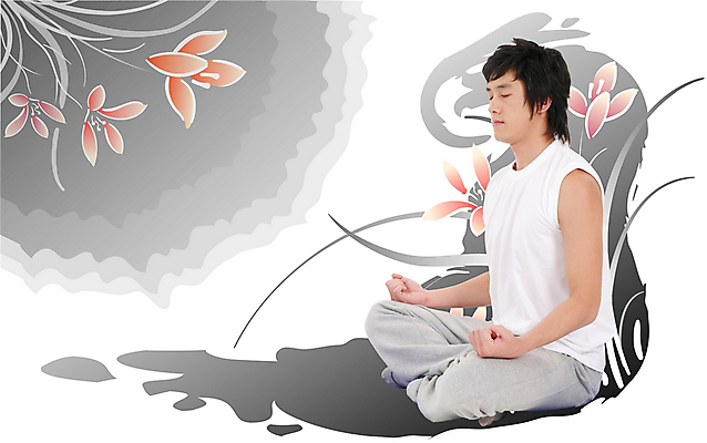 전신 PSD 편집이미지 문양 웰빙 여자 남자 꽃 포즈 무늬 요가 건강 한명 사람 20대 성인 운동복 운동 기운 난초 명상 난초꽃 단전호흡 동양란 청년만 성인만 이미지편집 식물 1 옷 청년 호흡 파일형식