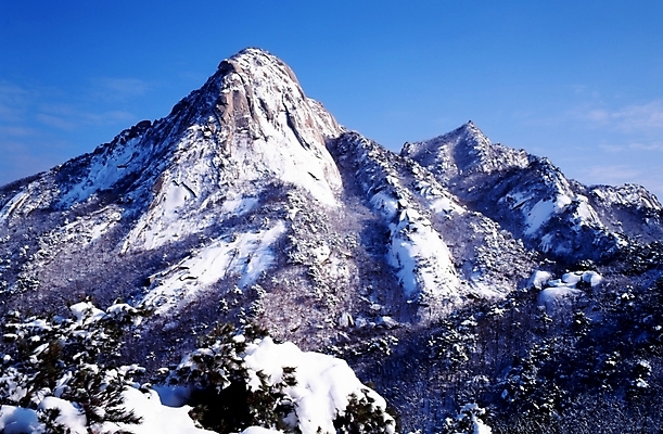 포토 JPG 주간 식물 사계절 계절 설경 겨울 자연 하늘 산 풍경 사람없음 야외 돌_바위 바위 눈 국내포토 자연요소 날씨 생태계 파일형식