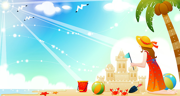 EPS 주간 구름 사계절 계절 여자 바다 여행 일러스트 자연 갈매기 하늘 휴가 불가사리 한명 사람 풍경 20대 성인 해변 야외 여름 여름휴가 바캉스 야자수 햇빛 게 비치볼 양동이 모래성 모래삽 여자만 여자한명만 성인여자만 청년만 청년여자만 성인한명만 청년여자한명만 성인여자한명만 성인만 국내일러스트 자연요소 나무 1 모래 공 조류 극피동물 바캉스용품 갑각류 청년 태양 삽 생태계 파일형식 벡터 여름_계절